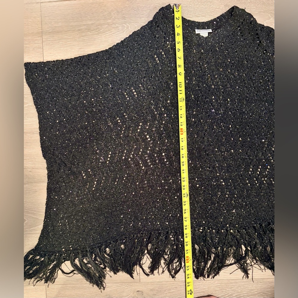 Boho Sequined Sweater Poncho - Picture 4 of 7